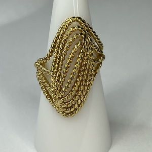 Vintage Modernist Twist Open Dome Gold Ring in 14KT GE
